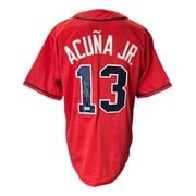 Ronald Acuna Jr Signed Custom Red Pro - Style Baseball Jersey BAS ITP - Sports Integrity