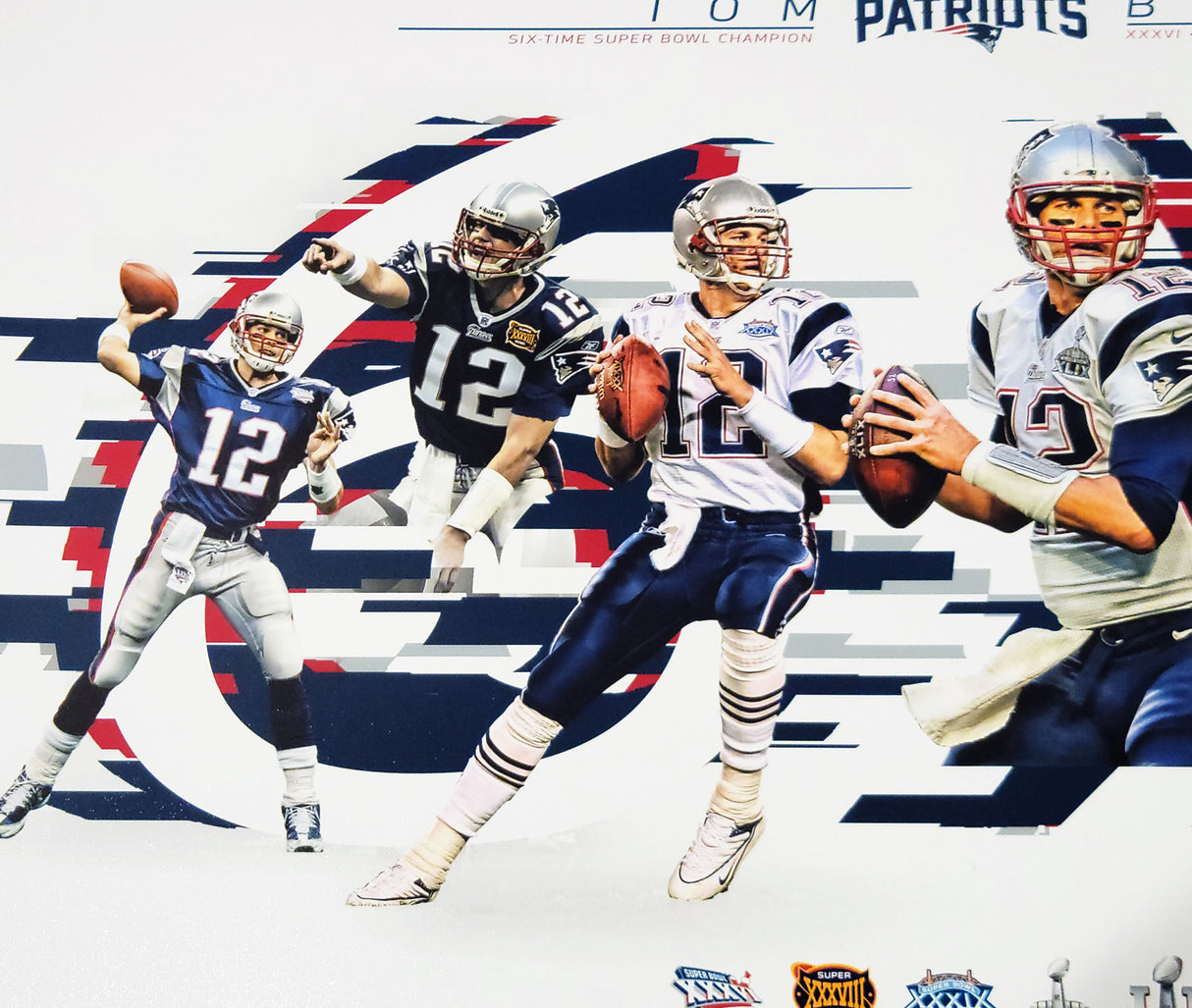 Tom Brady Autographed Framed 16x20 Photo New England Patriots Super Bowl Collage Fanatics Holo Stock #206954