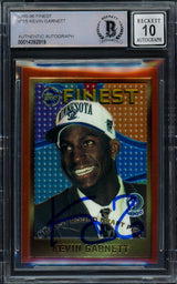 Kevin Garnett Autographed 1995-96 Topps Finest Rookie Card #115 Minnesota Timberwolves Auto Grade Gem Mint 10 Beckett BAS #14392819