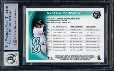 Ken Griffey Jr. & Ichiro Suzuki Autographed 2010 Topps Black Border Card #515 Seattle Mariners Auto Grade Gem Mint 10 Beckett BAS #14392947