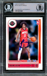 Jalen Green Autographed 2021-22 NBA Hoops Rookie Card #218 Houston Rockets Beckett BAS Stock #206624