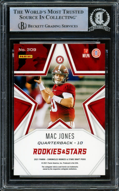 Mac Jones Autographed 2021 Panini Rookie & Stars Rookie Card #309 Alabama Crimson Tide Beckett BAS #14231879