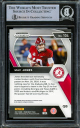 Mac Jones Autographed 2021 Panini Prizm Draft Picks Rookie Card #104 Alabama Crimson Tide Beckett BAS #14231887