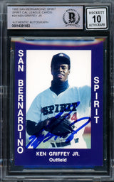 Ken Griffey Jr. Autographed 1988 California Cards Rookie Card #34 San Bernardino Spirit Auto Grade Gem Mint 10 Beckett BAS Stock #206745