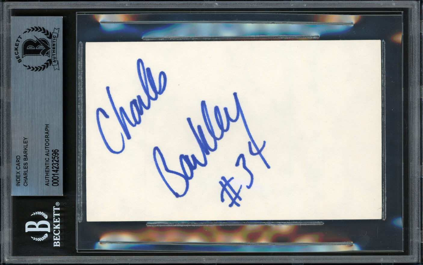 Charles Barkley Autographed 3x5 Index Card Philadelphia 76ers Vintage Signature Beckett BAS #14232596