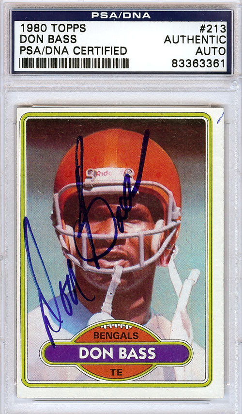 Don Bass Autographed 1980 Topps Card #213 Cincinnati Bengals PSA/DNA #83363361