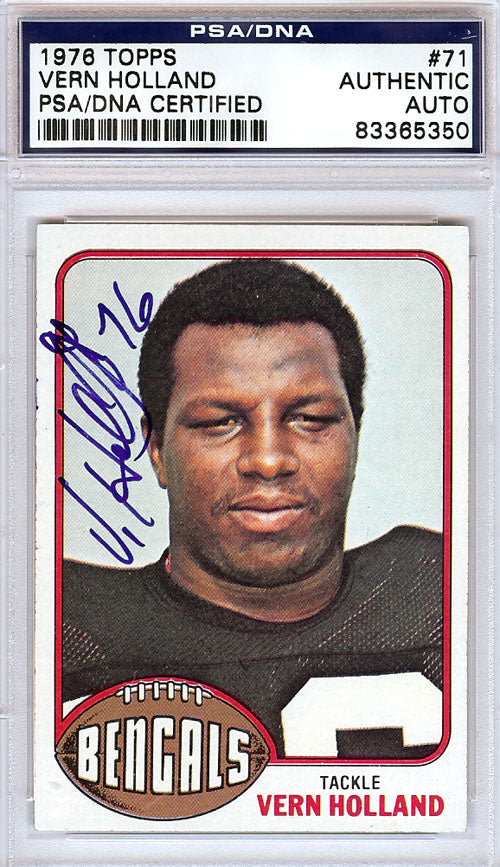 Vern Holland Autographed 1976 Topps Card #71 Cincinnati Bengals PSA/DNA #83365350