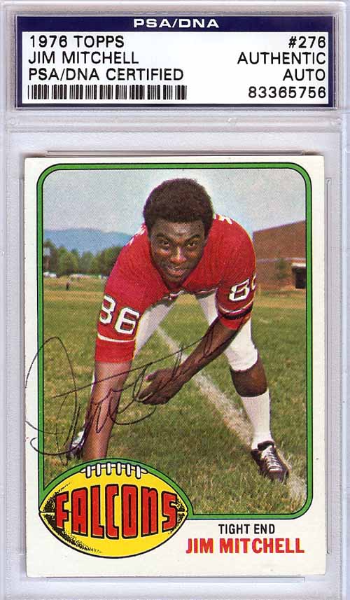 Jim Mitchell Autographed 1976 Topps Card #276 Atlanta Falcons PSA/DNA #83365756