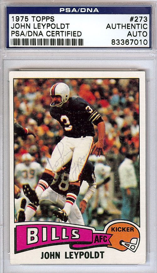 John Leypoldt Autographed 1975 Topps Card #273 Buffalo Bills PSA/DNA #83367010