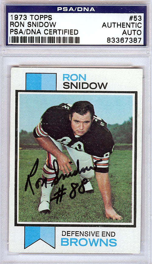 Ron Snidow Autographed 1973 Topps Card #53 Cleveland Browns PSA/DNA #83367387