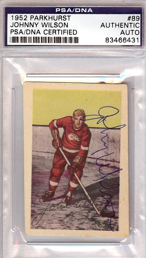 Johnny Wilson Autographed 1952 Parkhurst Rookie Card #89 Detroit Red Wings PSA/DNA #83466431