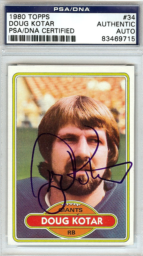 Doug Kotar Autographed 1980 Topps Card #34 New York Giants PSA/DNA #83469715