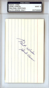 Hank Aaron Autographed 3x5 Index Card Atlanta Braves "Best Wishes" Mint 9 Vintage 1950's Signature PSA/DNA #83759998