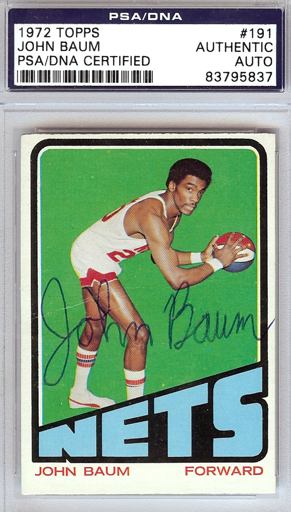 John Baum Autographed 1972 Topps Card #191 New York Nets PSA/DNA #83795837