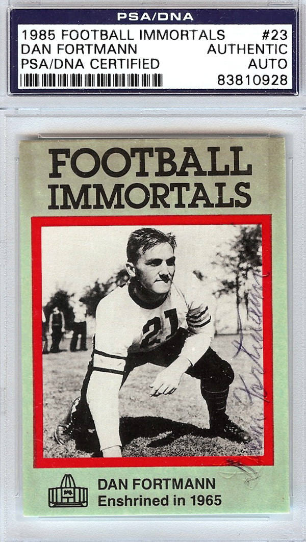 Dan Fortmann Autographed 1985 Football Immortals Card #23 Chicago Bears PSA/DNA #83810928
