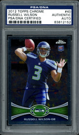 Russell Wilson Autographed 2012 Topps Chrome Rookie Card #40 Seattle Seahawks PSA/DNA #83812152