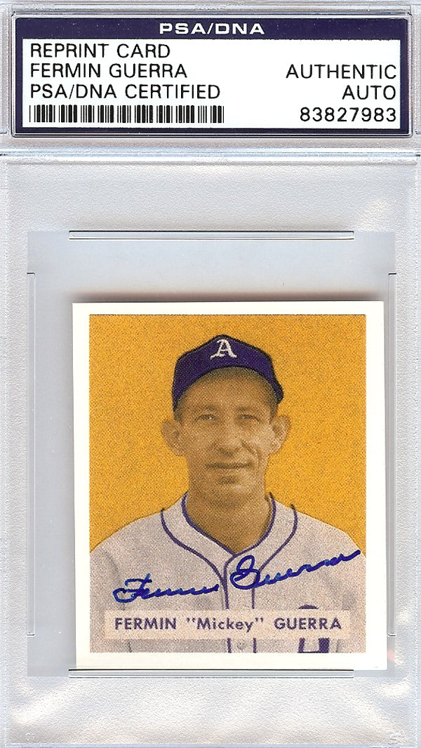 Fermin Guerra Autographed 1949 Bowman Reprint Card #155 Philadelphia A's PSA/DNA #83827983