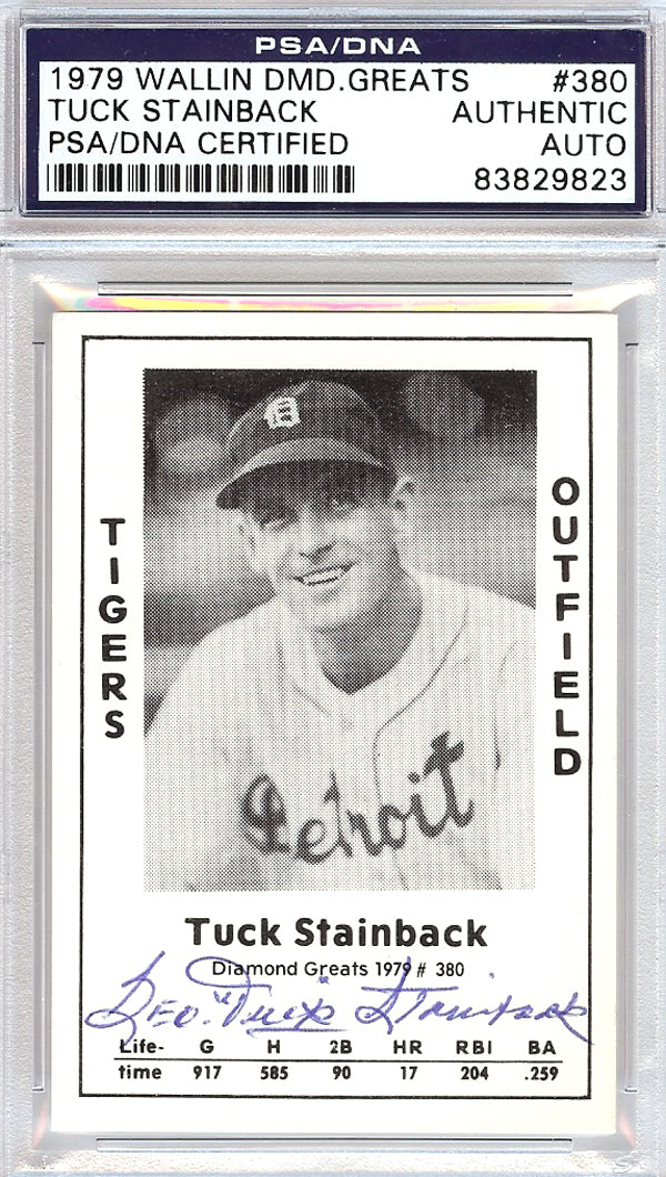 Tuck Stainback Autographed 1979 Diamond Greats Card #380 Detroit Tigers PSA/DNA #83829823