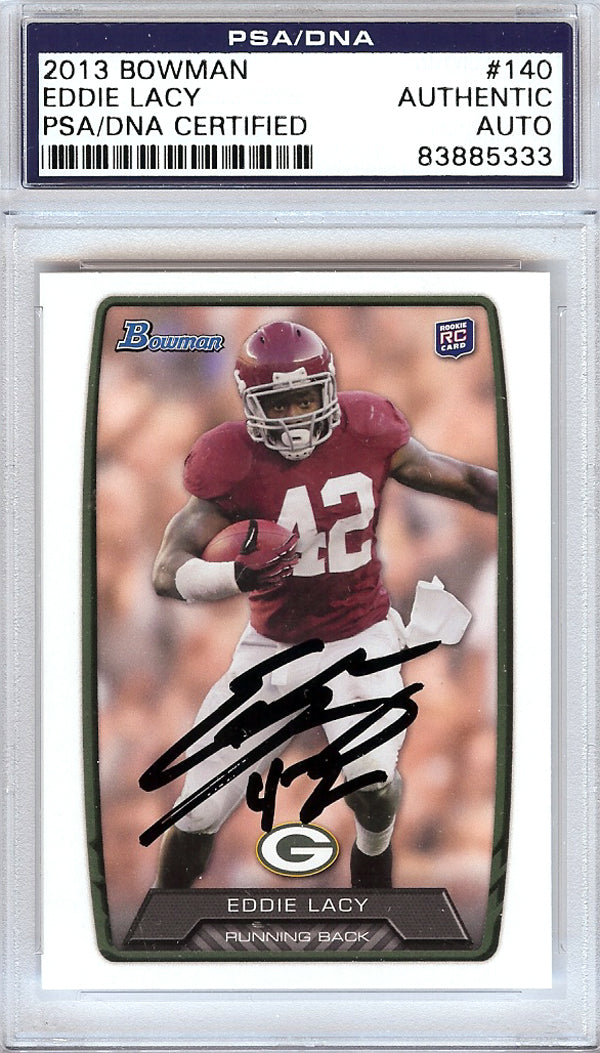 Eddie Lacy Autographed 2013 Bowman Card #140 Alabama Crimson Tide PSA/DNA #83885333