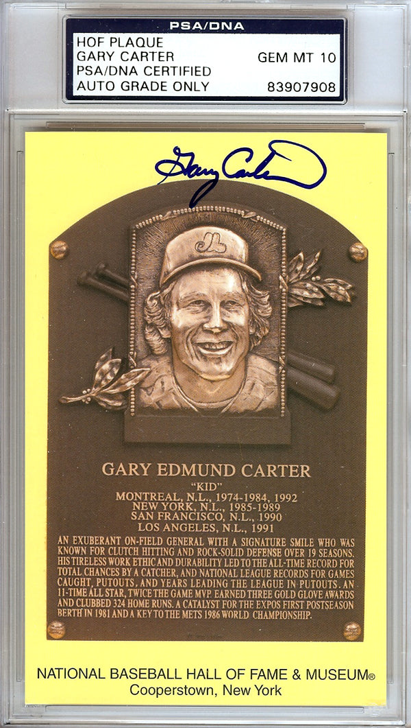 Gary Carter Autographed HOF Postcard Mets, Expos Gem Mint 10 PSA/DNA Stock #106518