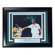 Larry Bird Signed Framed 8x10 Celtics Shirt Pull Photo w/ Magic Johnson Bird+JSA - Sports Integrity