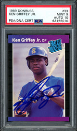 Ken Griffey Jr. Autographed 1989 Donruss Rookie Card #33 Seattle Mariners PSA 9 Auto Grade Gem Mint 10 PSA/DNA #63156010