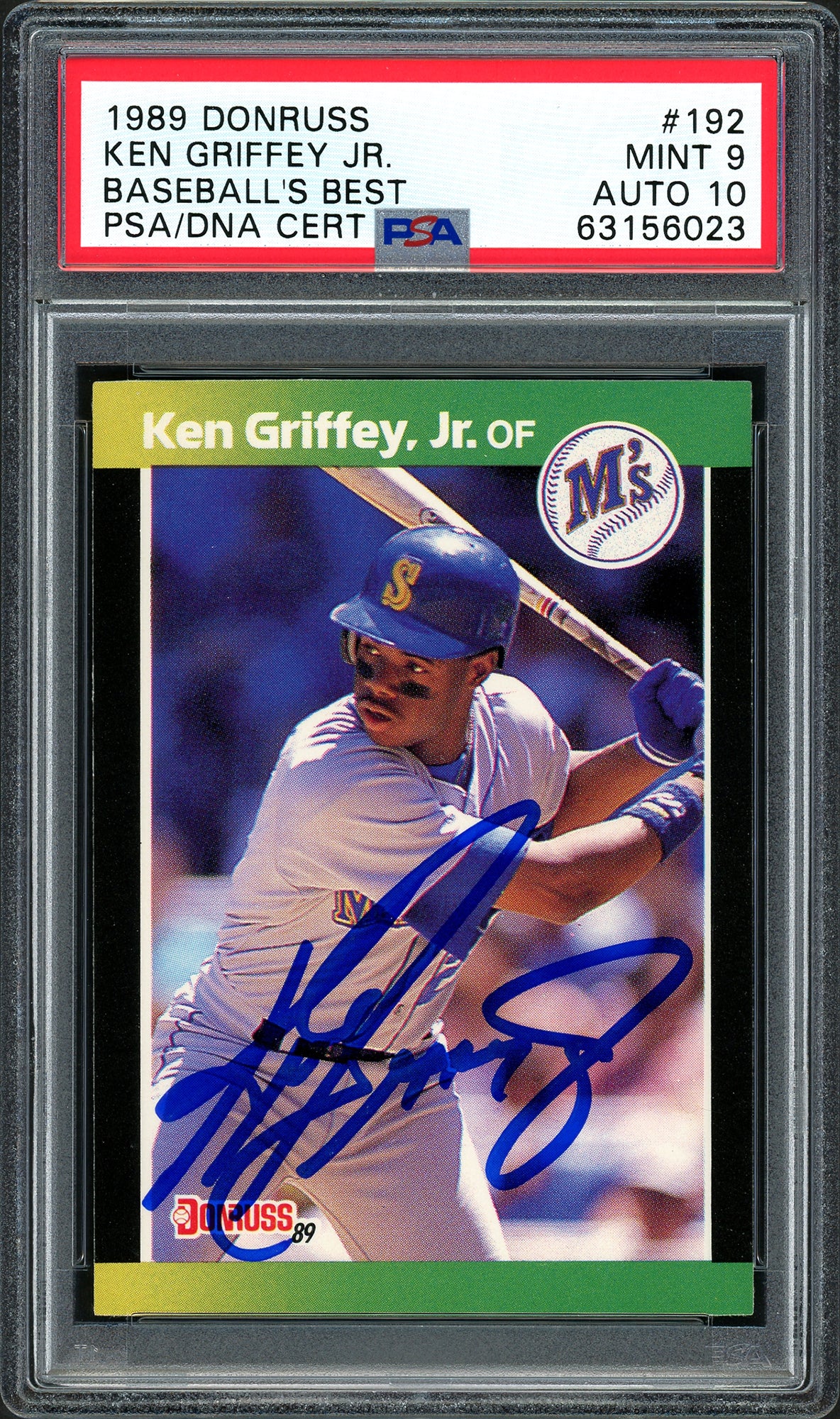 Ken Griffey Jr. Autographed 1989 Donruss Baseball's Best Rookie Card #192 Seattle Mariners PSA 9 Auto Grade Gem Mint 10 PSA/DNA #63156023