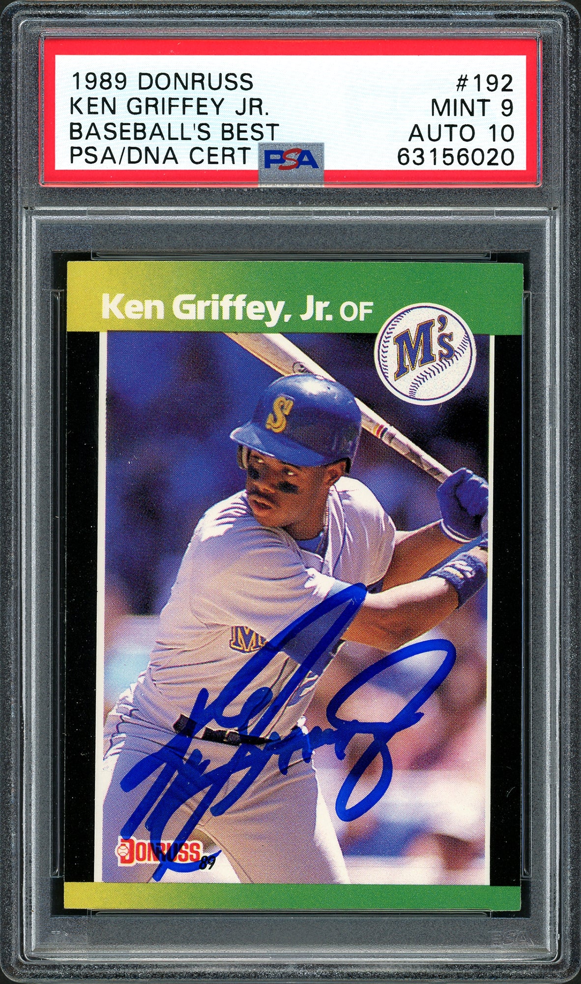 Ken Griffey Jr. Autographed 1989 Donruss Baseball's Best Rookie Card #192 Seattle Mariners PSA 9 Auto Grade Gem Mint 10 PSA/DNA #63156020