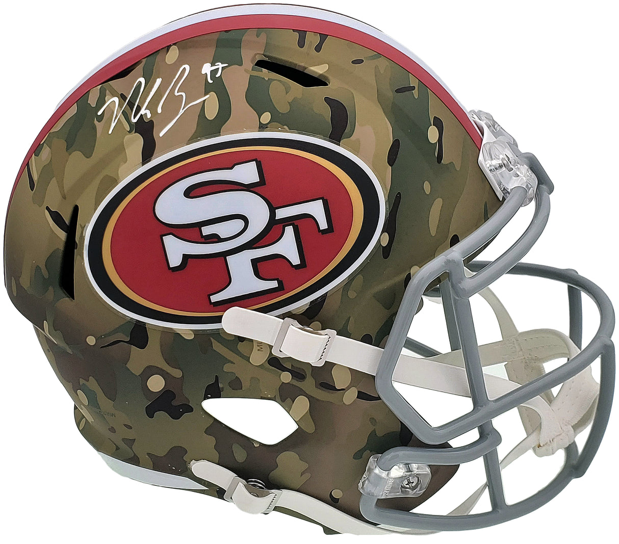 Nick Bosa Autographed San Francisco 49ers Camo Full Size Replica Speed Helmet Beckett BAS QR Stock #196988