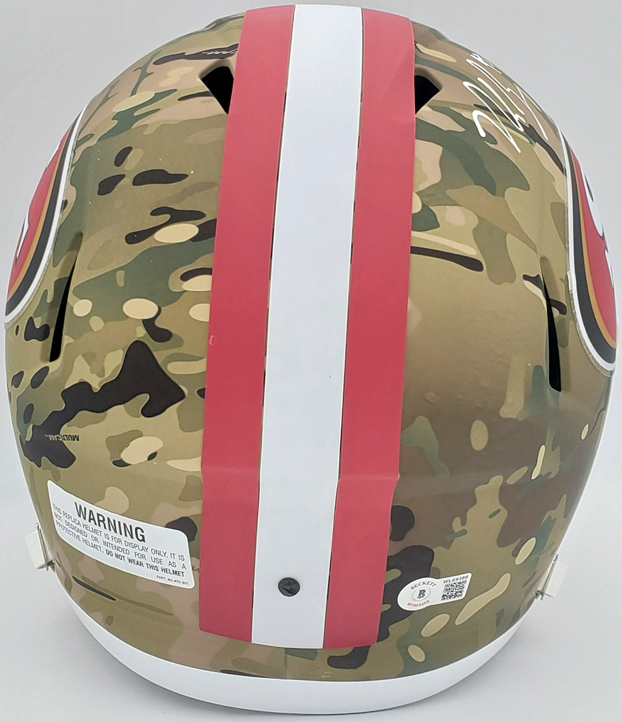 Nick Bosa Autographed San Francisco 49ers Camo Full Size Replica Speed Helmet Beckett BAS QR Stock #196988