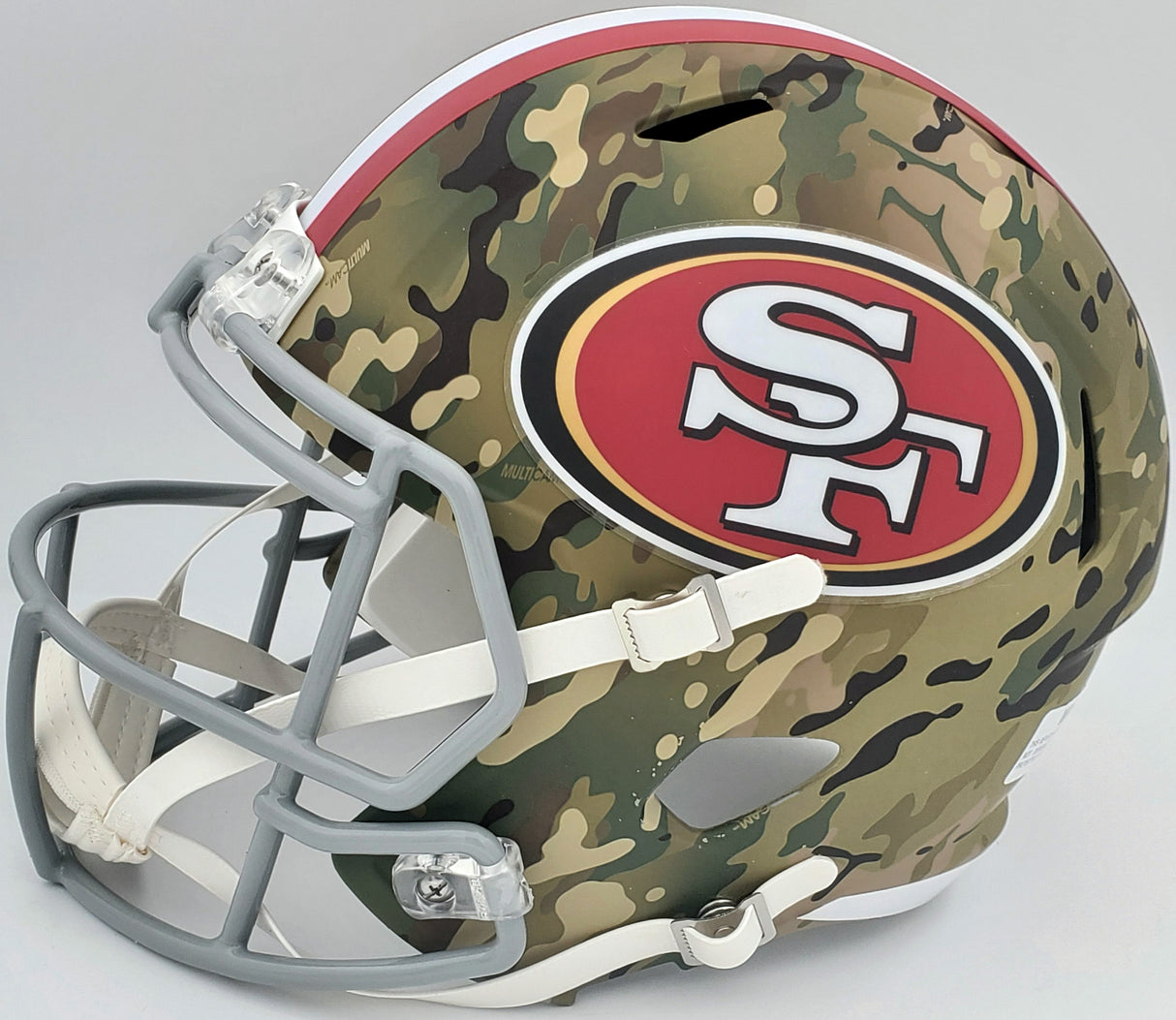 Nick Bosa Autographed San Francisco 49ers Camo Full Size Replica Speed Helmet Beckett BAS QR Stock #196988