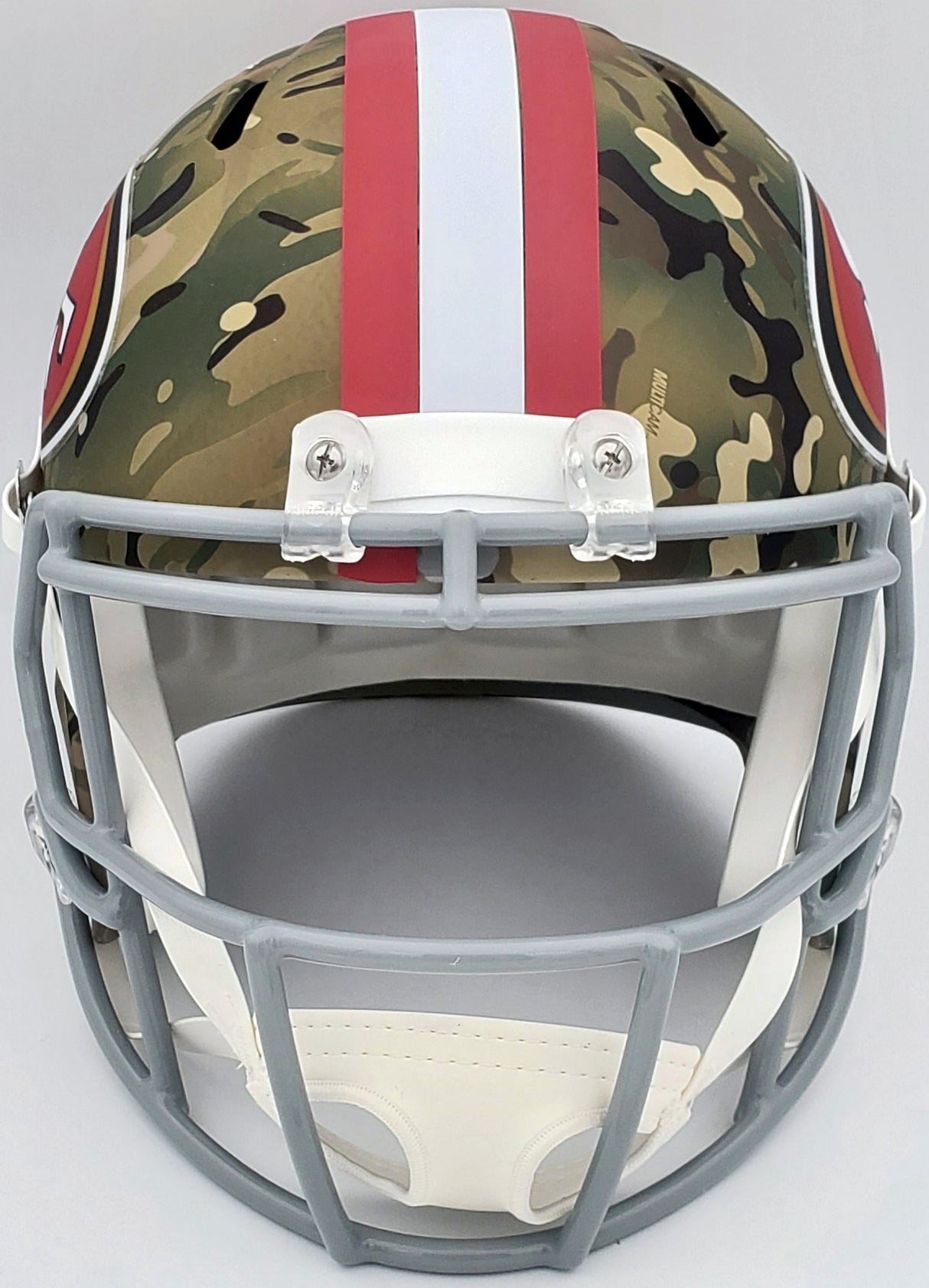 Nick Bosa Autographed San Francisco 49ers Camo Full Size Replica Speed Helmet Beckett BAS QR Stock #196988