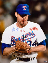 Nolan Ryan Signed Texas Rangers 16x20 Bloody Lip Photo- AIV Hologram *Blue