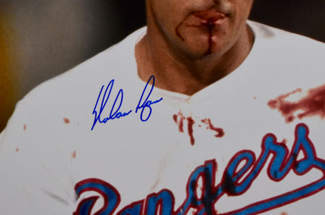 Nolan Ryan Signed Texas Rangers 16x20 Bloody Lip Photo- AIV Hologram *Blue