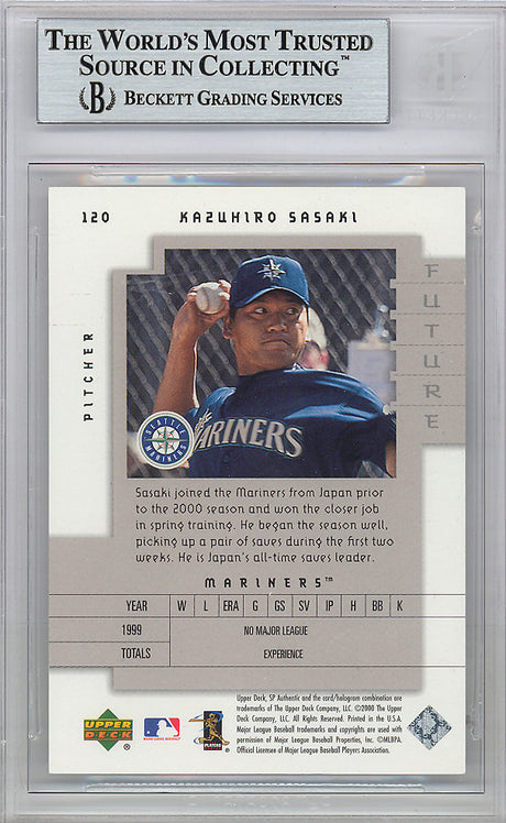 Kazuhiro Sasaki Autographed 2000 SP Authentic Rookie Card #120 Seattle Mariners Beckett BAS Stock #120874