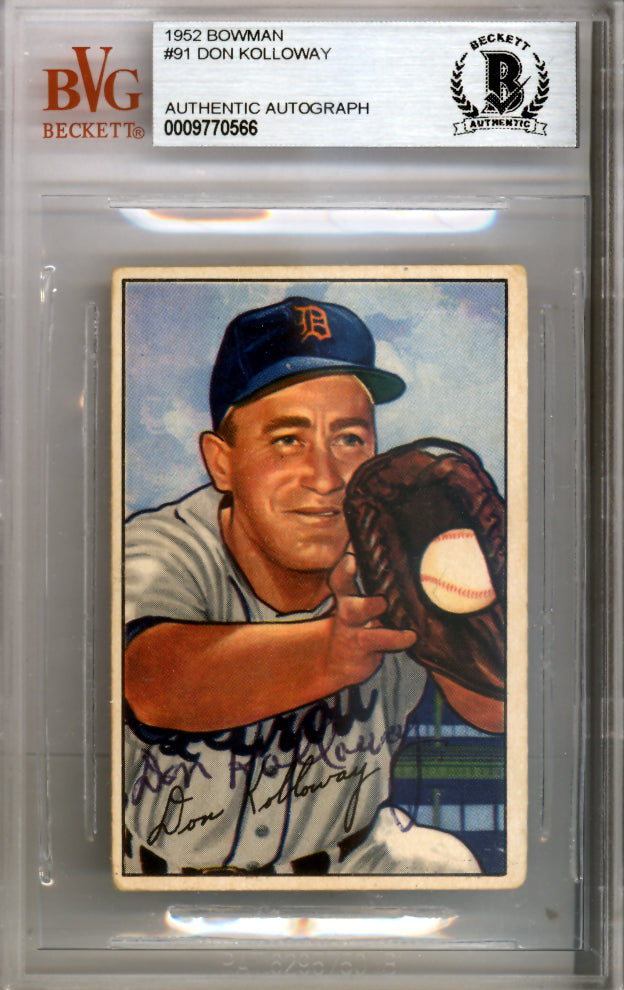 Don Kolloway Autographed 1952 Bowman Card #91 Detroit Tigers Beckett BAS #9770566