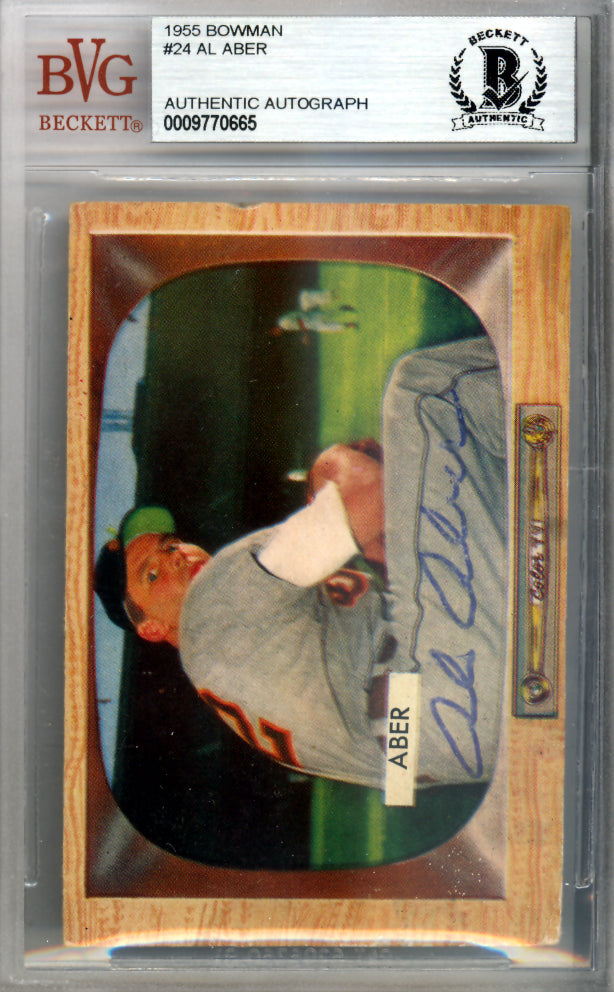 Al Aber Autographed 1955 Bowman Card #24 Detroit Tigers Beckett BAS #9770665