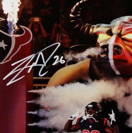 Lamar Miller Signed Houston Texans 8x10 Smoke and Flames PF Photo- JSA W Auth