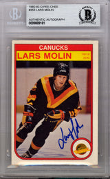 Lars Molin Autographed 1982 O-Pee-Chee Card #353 Vancouver Canucks Beckett BAS #9889161