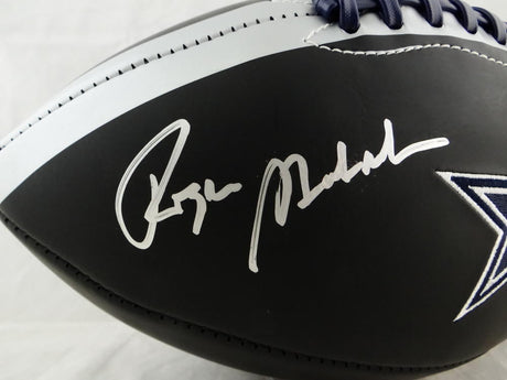 Roger Staubach Autographed Dallas Cowboys Black Logo Football- JSA W Auth