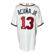 Ronald Acuna Jr. Signed In Black Braves White Nike Baseball Jersey 18 ROY JSA - Sports Integrity