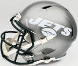 Zach Wilson Autographed New York Jets Flash Silver Full Size Replica Speed Helmet Beckett BAS QR Stock #197084