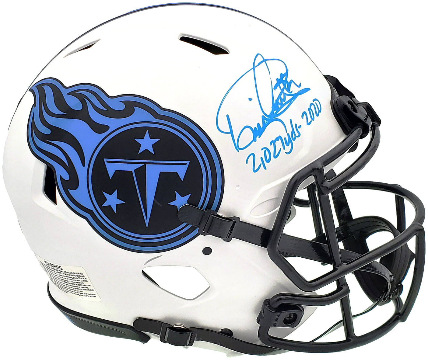 Derrick Henry Autographed Tennessee Titans Lunar Eclipse White Full Size Authentic Speed Helmet "2027 Yds-2020" Beckett BAS QR Stock #197129