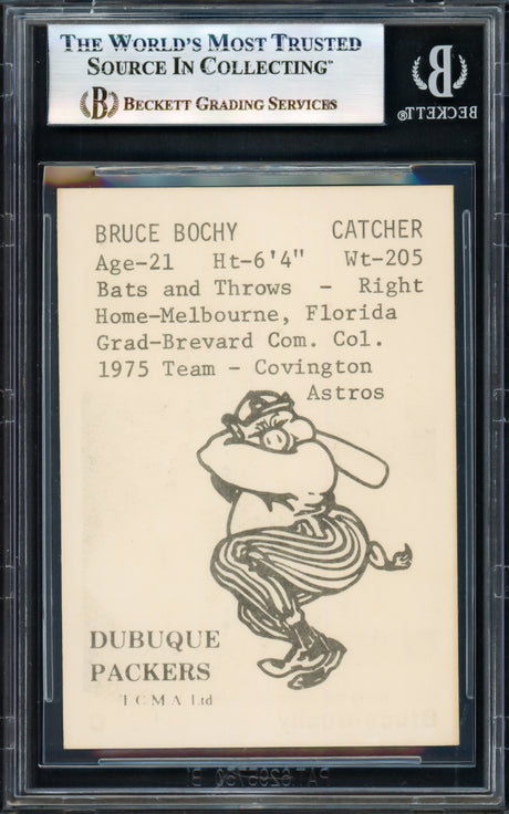 Bruce Bochy Autographed 1976 TCMA Rookie Card #4 Dubuque Packers Beckett BAS #17068783