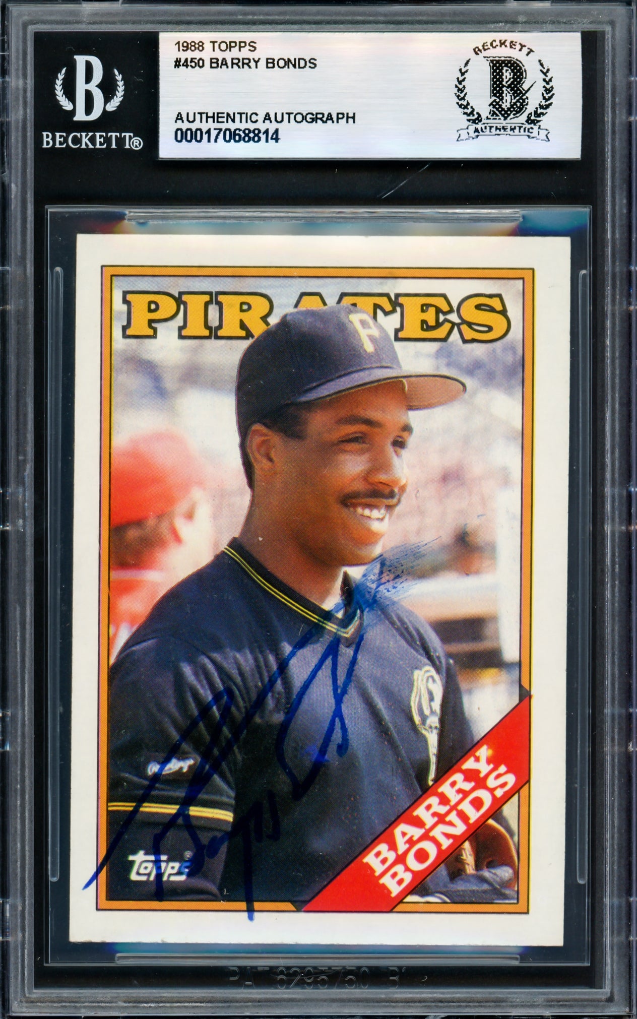 Barry Bonds Autographed 1988 Topps Card #450 Pittsburgh Pirates (Smudged) Beckett BAS #17068814