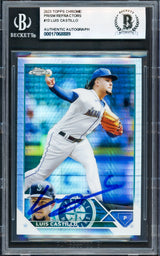 Luis Castillo Autographed 2023 Topps Chrome Prism Refractor Card #13 Seattle Mariners Beckett BAS #17068889