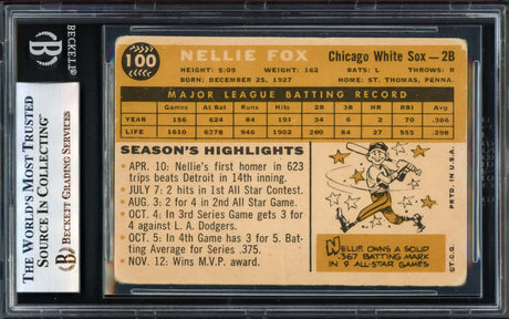 Nellie Fox Autographed 1060 Topps Card #100 Chicago White Sox Beckett BAS #17068949