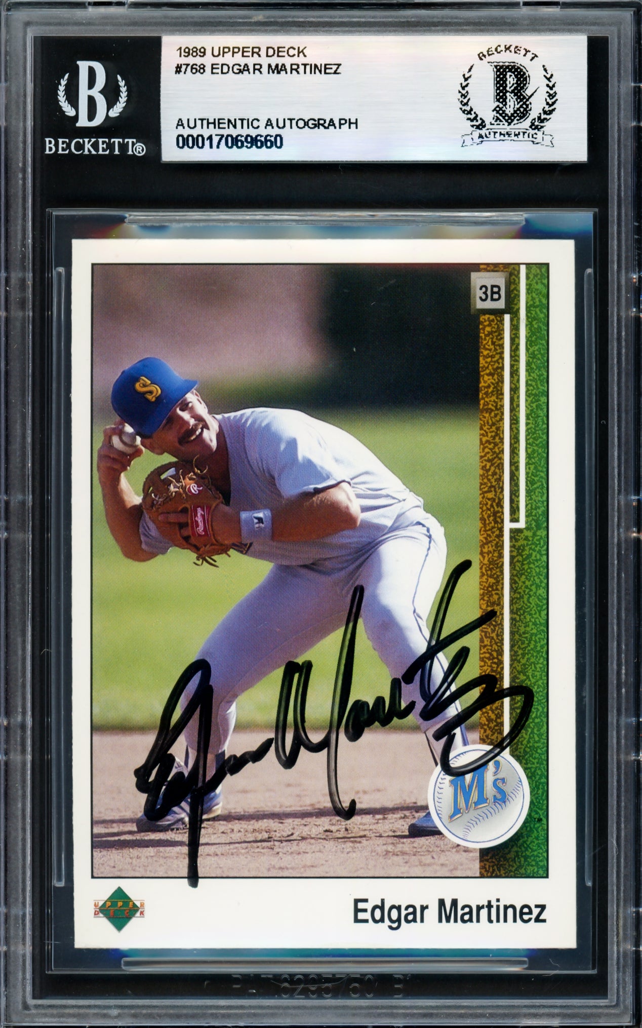 Edgar Martinez Autographed 1989 Upper Deck Card #768 Seattle Mariners Beckett BAS #17069660