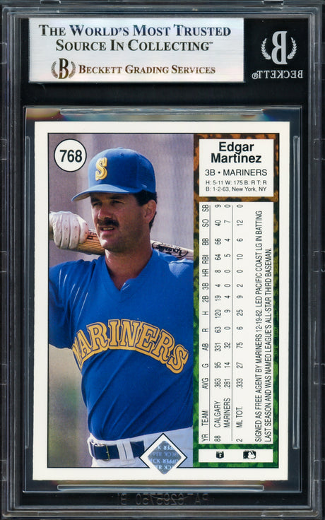 Edgar Martinez Autographed 1989 Upper Deck Card #768 Seattle Mariners Beckett BAS #17069660