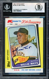 Willie Mays Autographed 1982 Topps K-Mart Card #8 San Francisco Giants Beckett BAS #17069664